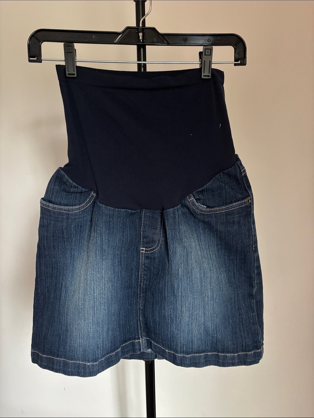 Motherhood Maternity Navy & Denim Mini Skirt